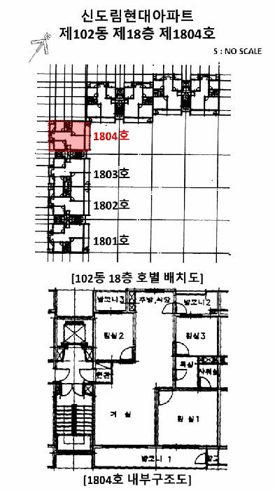 서울특별시 구로구 구로동 560 신도림현대아파트 제102동 제18층 제1804호