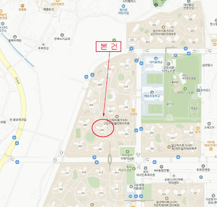 경기도 고양시 일산서구 덕이동 1529 하이파크시티 일산파밀리에2단지 204동 1층105호