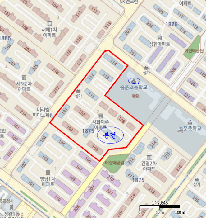 경기도 시흥시 정왕동 1875-2 미주아파트 105동 6층605호