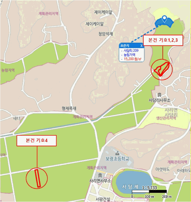 충청북도 괴산군 사리면 사담리 292 외 2 필지