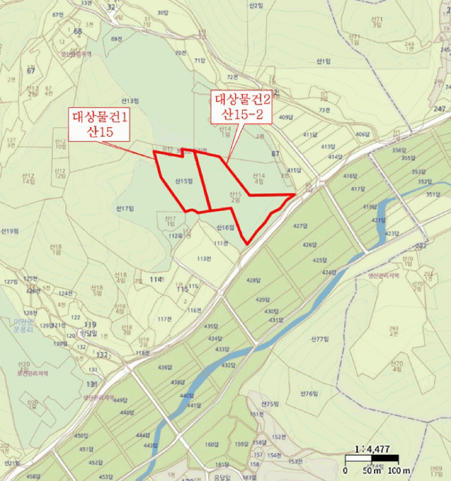 충청북도 청주시 상당구 미원면 운용리 산15 외 1 필지