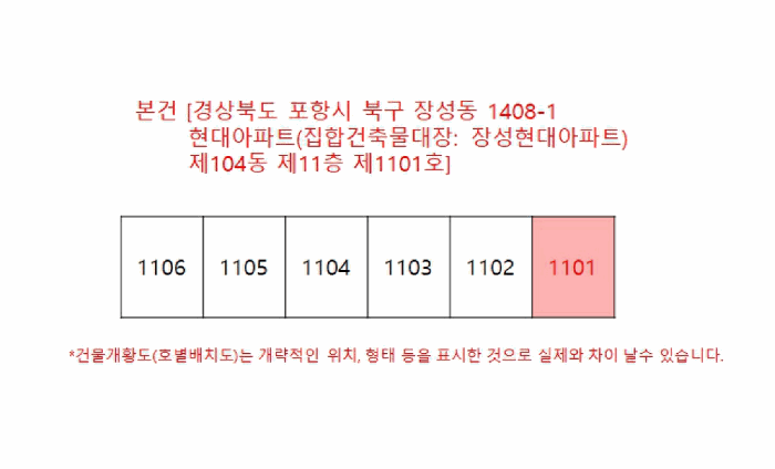 경상북도 포항시 북구 장성동 1408-1 현대아파트 104동 11층 1101호