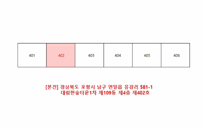 경상북도 포항시 남구 연일읍 유강리 581-1 대림한숲타운1차 109동 4층 402호