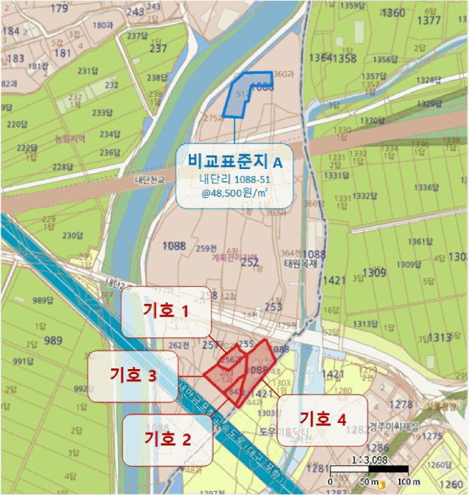경상북도 포항시 북구 기계면 내단리 256 외 3 필지