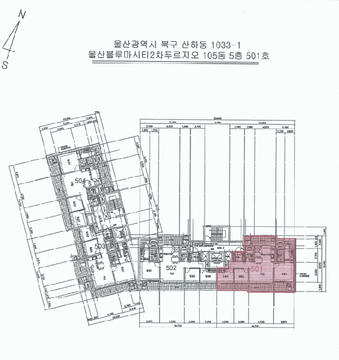 울산광역시 북구 산하동 1033-1 울산블루마시티2차푸르지오 105동 5층501호