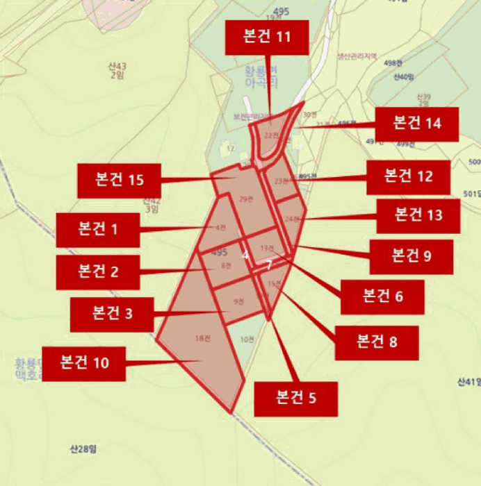 전라남도 장성군 황룡면 아곡리 495-4 외 14 필지
