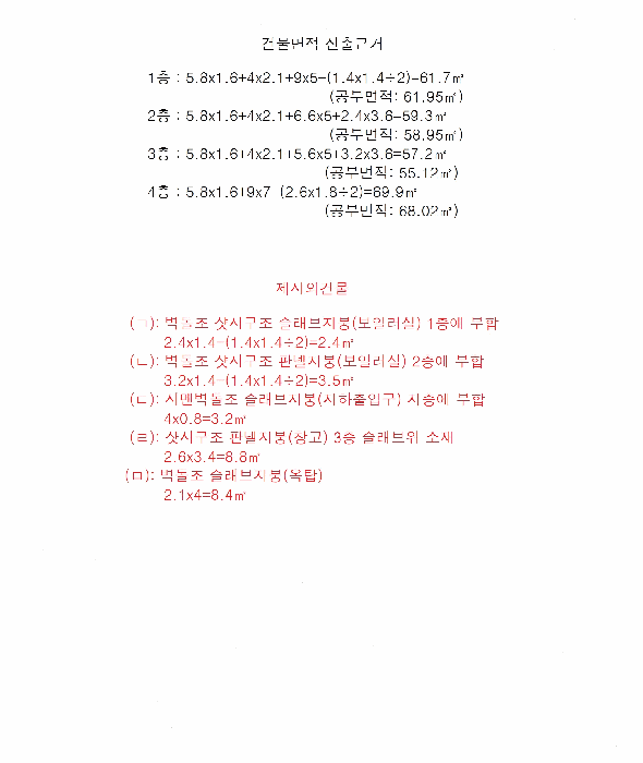 건물면적 산출근거