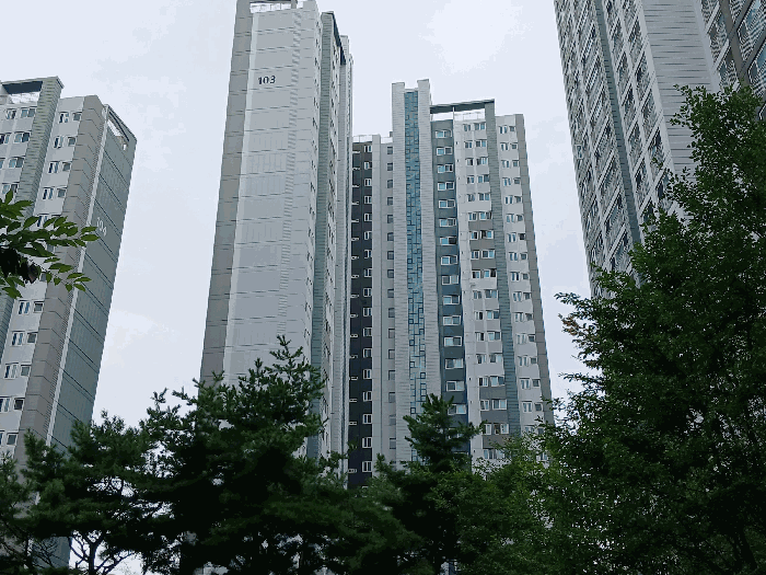 북동측에서 촬영한 본건 소재 건물