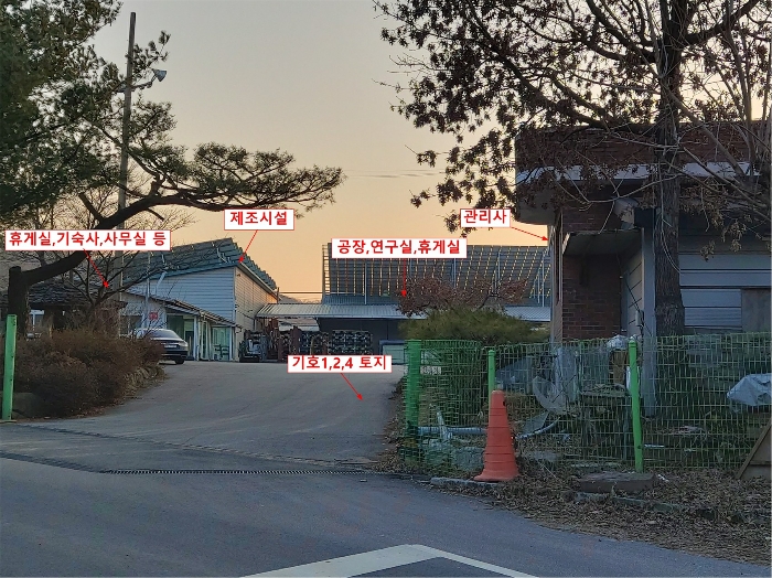 본건 기호1,2,4 토지 및 기호5 건물 전경 (북동측에서 촬영)