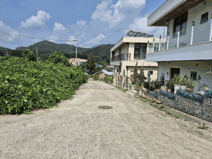 북서측 인접도로 및 주변 전경(남서측에서 촬영)