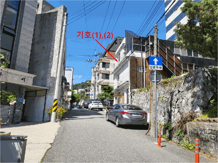 <기호 (1)토지, 기호(2)건물>