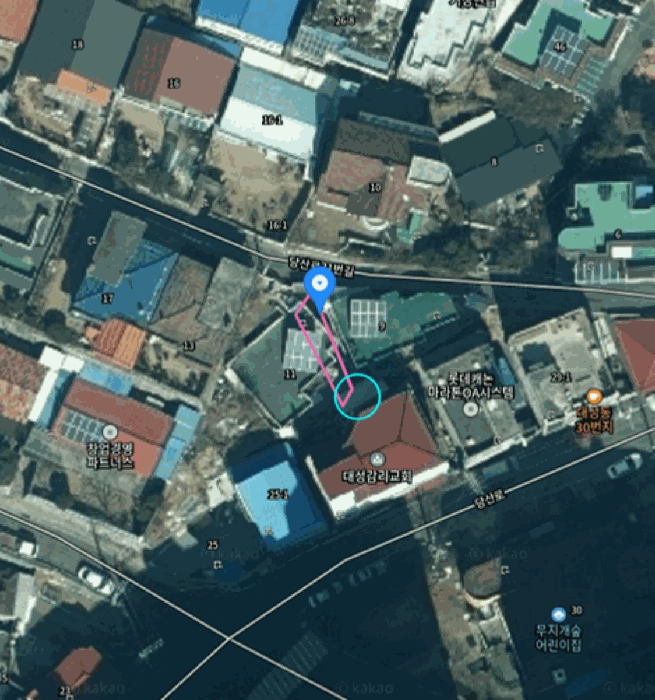 기호2 일부와 대성동 30-17 양지상 소재
제시외 건물(평가제외)
