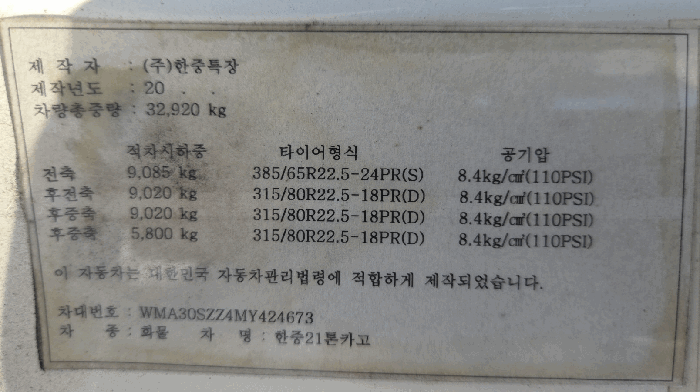 차대번호, 제작자 등