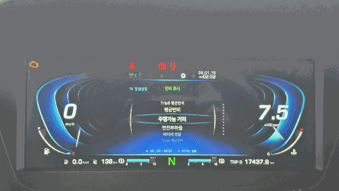 계기판(주행거리 : 17,437.9km)