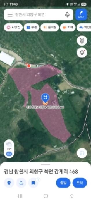 본건 토지 지도와 위 사진 촬영지점(빨간 점) 캡쳐화면