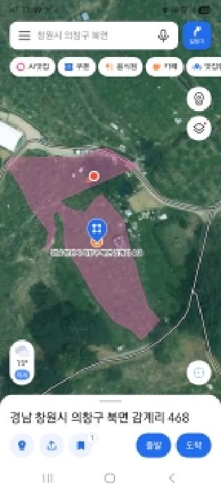 본건 토지 지도와 위 사진 촬영지점(빨간 점) 캡쳐화면