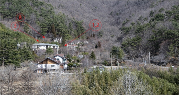 일련번호 1), 2), 3), 8)토지 개략적 위치