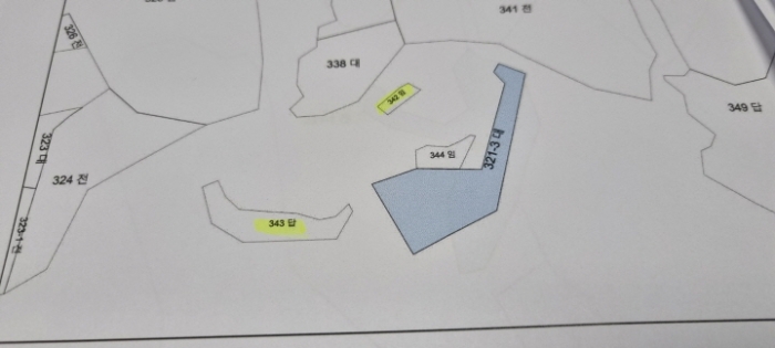 장수 계북 임평 321-3,343,342 지적도면 사진
