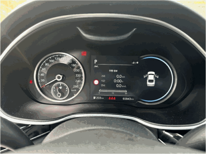 본건 계기판(주행거리 : 65,843km) 전경